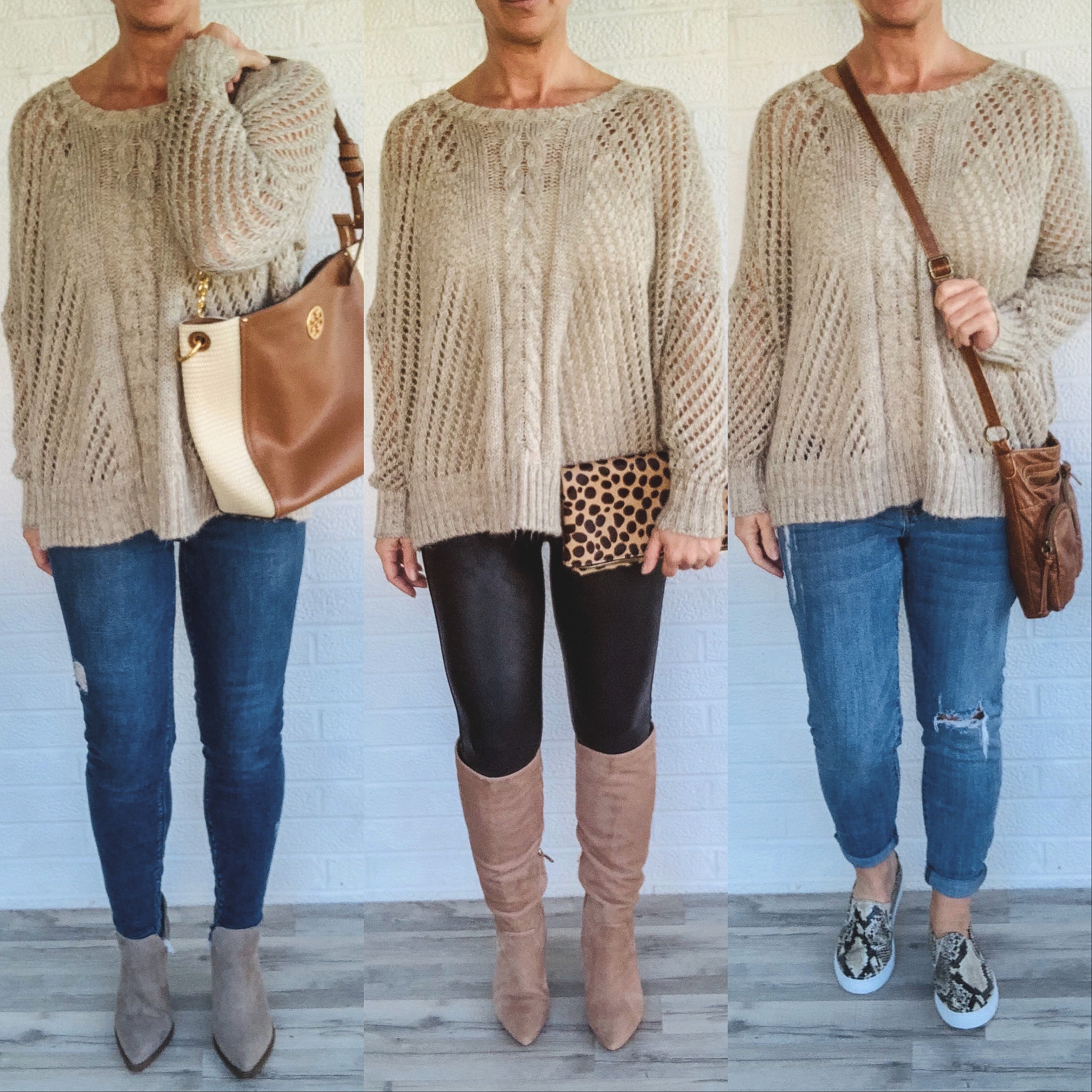 One comfy sweater, three fabulous looks.