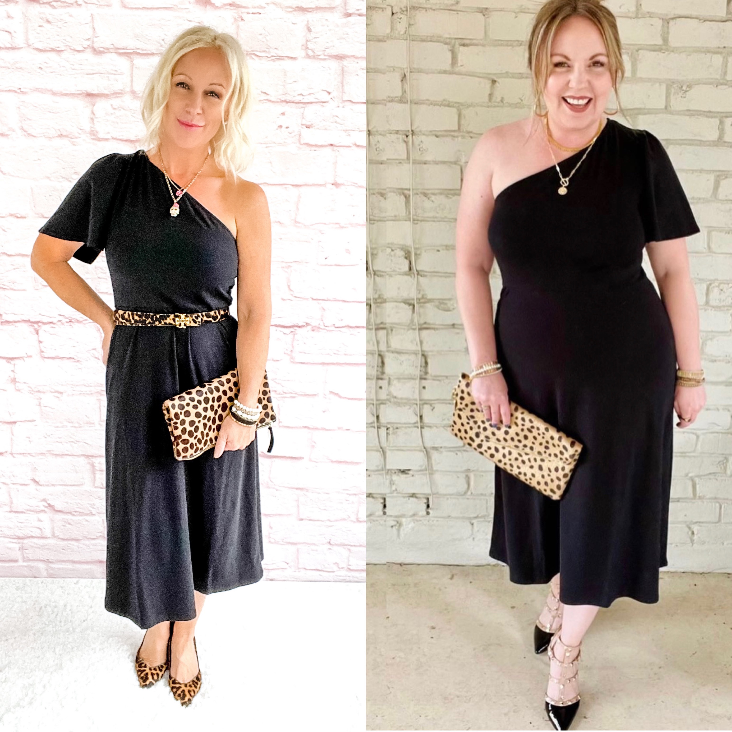 Side By Side Styling – One Shoulder Black Dress