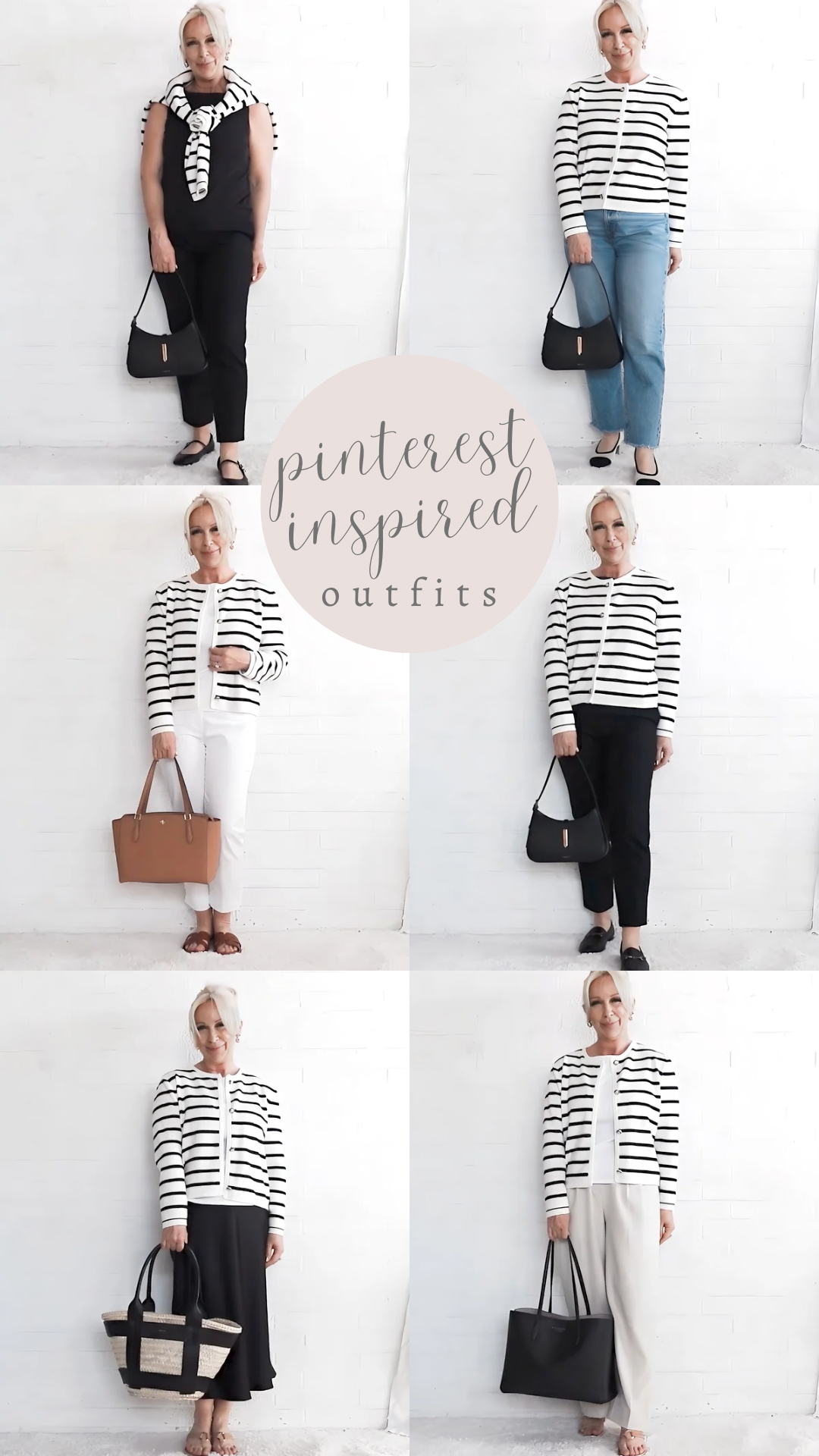 Pinterest Inspired Outfits for Midlife Women: Striped Lady Coat Cardigan